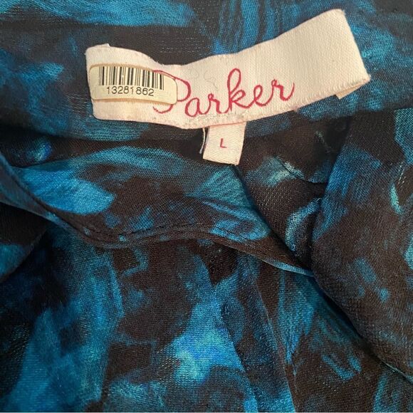Parker Indigo Blue Long Sleeve Silk Blouse Size Large - Picture 5 of 5